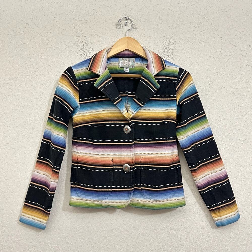 SILVERADO Jacket Multicolor Stripe Cotton Button Front USA Southwestern